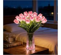 15 PCS Twinkling Tree Tulips Night Light, Radiant Romantic LED Tulip Lamp, Warm Flower Light for Mother's Day Birthday Gift for Women Mom (Pink)