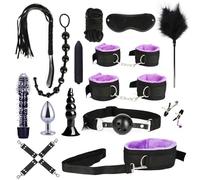 15 pcs Unisex Bondage Set for Sex Training, Interesting BDSM Nylon Plush Restraint Straps and Anal Plug Kit -UKGC20Z (Purple, A:Same &Cheaper)