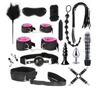 15 pcs Unisex Bondage Set for Sexual Role-Playing, Practical BDSM Nylon Plush Straps and Anal Plug Kit -UKGC20Z (Pink, B:Same &Cheaper)