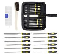 15 PCS Wood File Set with Tool Storage Pouch, Includes 12 Files, Detachable Parts Box, and Black Cleaning Brush