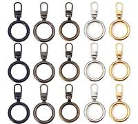 15 Pcs Zipper Handle Replacement Ring Zipper Pull Replacement Zipper Sliders Replacements for Clothing Jeans Pants Boots Wallet Handbags Backpack Suitcase