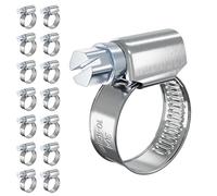 15 PcsHose Clips Adjustable Jubilee Clips 10-16mm, 304 Stainless Steel Hose Clamps, Assorted Worm Drive Pipe Clip Clamps for Exhaust Hoses Gas Water Pipes Fuel Line Garden Connections (10-16mm)