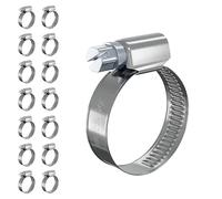 15 PcsHose Clips Adjustable Jubilee Clips 16-27mm, 304 Stainless Steel Hose Clamps, Assorted Worm Drive Pipe Clip Clamps for Exhaust Hoses Gas Water Pipes Fuel Line Garden Connections(16-27mm)