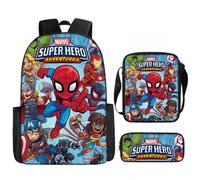 (15, Pencil Case) Spider-Man Backpack 3pcs Set Cartoon School Bag for Boys Children's Backpack Superman Style Spider-Man Batman