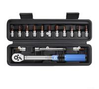 15-Piece 1/4-Inch Drive Torque Wrench Set 2-24Nm with Ratchet Head and Hex Key Tools for Bike and Small Vehicle Repair in Chrome-Vanadium Steel