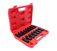 15-Piece 3/8 Inch Drive Universal Joint Socket Set, 360° Swivel Impact Socket Set with 24° Max Angle, CR-MO Steel for Automotive & Mechanical Repair, with Storage Case