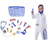 15-Piece Blue Doctor Toy Set for Kids, Pretend Play Medical Kit with Stethoscope, Syringe, Microscope, Thermometer, Carrying Case, Educational Role Play Toys (blue)