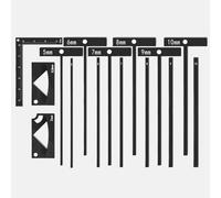 15-Piece Book Binding Ruler Set, Includes T-Shaped, Cutting Angle, and L Rulers, Acrylic Material