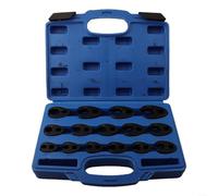 15-Piece Crowfoot Wrench Set 8-24mm Metric Chrome Plated Open End Spanner for 3/8" & 1/2" Drive Ratchet Claw Adapter Tool - STO