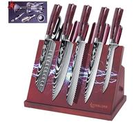 15-Piece Damascus Steel Knife Set with Magnetic Block | German Stainless Steel Chef Knives & Wine Tools | Gift for Home Cooks & Culinary Gifts