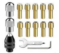 15-Piece Drill Chuck Collet Set 0.8-3.2mm M8x0.75mm 3-Jaw Chuck for Electric Drill Rotary Tool Grinder