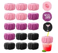 15 Piece Drink Cover Scrunchies, Elastic Fabric Class Cup Drink Covers, Anti Spike Drink Cover with Straw Hole, Reusable Drink Covers, Band Cup Cover for Drinks Protector Fits Most Cups (Mixed Color)