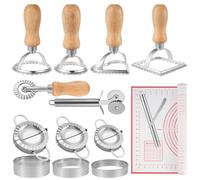 15 Piece Dumpling Maker Kit, Stainless Steel Empanada Press, Ravioli Mold, Pizza Cutter & Rolling Mat Set