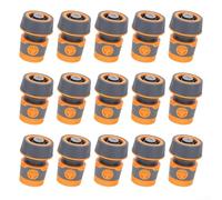 15-Piece Garden Hose Coupling Set with 6-Point Quick Stop Connectors, ABS Plastic, Grey and Orange, for Watering, Gardening, Lawn Care & Car Washing