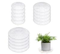 15-Piece Heavy-Duty Plant Saucers with Feet Set - Includes 6in, 8in, & 10in Clear Plastic Drip Trays, Perfect Flower Pot Water Catchers & Drainage Saucers for Indoor & Outdoor Potted Plants