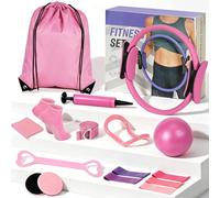 15-Piece Home Pilates Equipment Kit for Women and Beginners with Pilates Ring, Pilates Ball, Resistance Bands, Yoga Socks and Carry Bag, Yoga Set for Full Body Workout, Core Strength and Flexibility