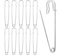 15-Piece Large Safety Pins, Sturdy Bulk Pins, Strong Blanket Pins, Heavy Duty Stainless Steel Safety Pins for Clothes, Blankets, Crafts