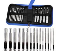 15-Piece Leather Punch Set, Steel Hollow Leather Hole Punch with 1-11mm Round Cutters for Leather Craft, Belts, Watch Bands & Canvas