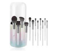 15-piece Makeup Brush Set with Case, Dense Synthetic Fiber Premium Metal Ferrule Wood Handle Kabuki Brushes, Gifts for Her (12 marble brushes + buckets)