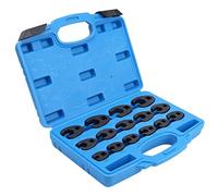 15-Piece Metric Crow's Foot Spanner Set, 8-24mm Drive Crowfoot Wrench for 3/8in and 1/2in Ratchets, Open End Flare Nut Hand Tools