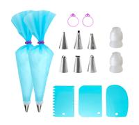 15-piece piping bag set silicone with stainless steel nozzles 17 x 30.5 cm