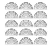 15-Piece Semicircular Protractor, Plastic Transparent Protractor, Student Painting Tools, 180-Degree Measuring Device, Office and School Stationery Supplies