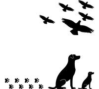 15-Piece Set Bird Bird Dog or Cat Paw Sticker Tattoo Warning Birds Window Protection Bird Strike Decorative Film (Dogs to the Right, Black)
