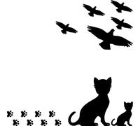 15-Piece Set Bird Bird Dog or Cat Paw Sticker Tattoo Warning Birds Window Protection Bird Strike Decorative Film (Cats to the Right, Black)