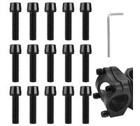 15 Piece Stem Bolts Kit, M5 x 20 mm Bike Bolts, Bicycle Stem Screw with Hexagonal Spanner, Bicycle Screw Set for Mountain Bike and Road Bike Stem (Black)