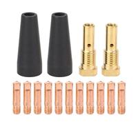 15 - Piece Welding Nozzle Tip Kit, Gasless MIG Welding Accessories with PTFE Nozzles Brass Diffuser Copper Electrode Tips for Century FC90 80GL Easy Weld Flux