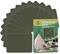 15 Pieces 9 x 12 cm Nylon Repair Patches Nylon Fabric Patch Self-Adhesive Tent Repair Tape Waterproof Lightweight Repair Patches Repair Patch Kit for Clothing Down Jacket Bag (Army Green)