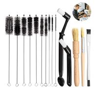 15 Pieces Coffee Cleaning Brush Set, Bristle Espresso Machine Brush Wooden Coffee Grinder Cleaning Brush Thin Pipe Cleaning Brushes for Coffee Machine Bottle Teapot Nozzle
