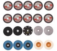 15 Pieces Cutting Disc 76 mm, 3 Pieces Serrated Disc 76 mm, Cutting Discs 76 x 10 mm, 2 Pieces 75 x 10 mm Felt Polishing Discs, Cutting Disc Set for Mini Angle Grinder, Cutting, Polishing, Grinding