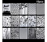15 Pieces Embossing Folders 5.7 x 4.2 Inch Plastic Template Craft Card Christmas for Making Paper Cards Photo Album Wedding Decoration Scrapbooking