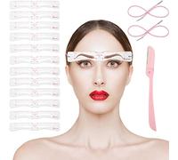 15 Pieces Eyebrow Stencil Shaper Kit, Includes 12 Pairs Reusable Eyebrow Template Eyebrow Grooming Shaping Stencil, 2 Pieces Straps, Eyebrow Razor Trimmer for Women Girls Makeup Tool