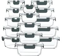 15 Pieces Glass Food Storage Containers with 15 Upgraded Snap Locking Lids, Meal Prep Containers Set - Airtight Lunch Containers, Microwave, Oven, Freezer and Dishwasher Friendly