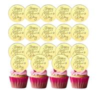 15 Pieces Happy Mother's Day Cupcake Toppers, Gold Mirror Acrylic Cupcake Picks Decorative Party Cake Decoration for Mother's Day Mom's Birthday Decorations