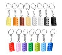 15 Pieces Key Ring Building Blocks Colourful Plastic Keychain Colours Brick Pendant Set for Lego Key Ring Bag Pendant Decoration Birthday Gifts