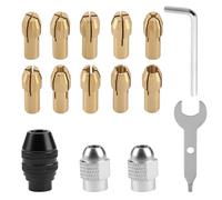 15 pieces mini drill chuck adapter, keyless drill chuck 3-Jaw 4486 4485 keyless drill chuck, electric grinding accessories, brass set 0.3 mm to 3.2 mm for Dremel 4000, 3000, 300, 200, 100, 8200 (M7)