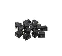 15 pieces mini rocker switch SPST snap switch button AC 250V 3A / 125V 6A 2-pin I/O 10 * 15mm switch rocker(Black)