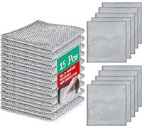 15 Pieces Multipurpose Non Scratch Wire Dishcloth 20 x 20 cm Dish Cloths Reusable Wire Dishwashing Rag, Silver Mesh Dishcloth, Wet and Dry Metal Dishcloths for Kitchen Cleaning, Sinks, Dishes, Stoves