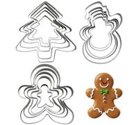 15 Pieces of Stainless Steel Christmas Cookie Molds, Including Gingerbread Man, Christmas Tree, Snowman, DIY Baking Molds, Christmas Party Decoration.