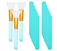 15 Pieces Reusable Stir Sticks Sets Include 12 Pieces Resin Sticks Stirring Makeup Stick and 3 Pieces Silicone Epoxy Brushes for Mixing Resin Epoxy Liquid Facial Cover Paint Making DIY (Blue)
