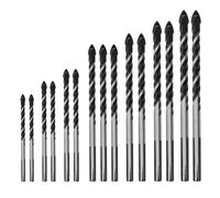 15 Pieces Tile Drill Bits Set (3/4/5/6/8/10/12 mm), Tile Drill Bit with U-Groove for Brick, Glass, Porcelain, Plastic, Wood, Cement, Mild Metal