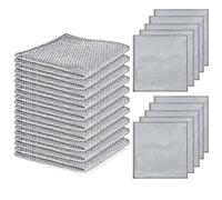 15 Pieces Wire Dishwashing Rag for Wet and Dry 20 x 20 cm Dish Cloths Silver Mesh Dishcloth Non Scratch Wire Dishcloth Double Stainless Steel Scrubber Cleaning Cloth for Cookware, Sinks, Dishes