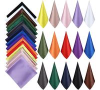 15 Pieces Women Square Neck Scarf Set, Small Silk Scarves Solid Color Bandana for Hair Wra blue/green/purple