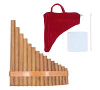 15 Pipes G Key Adjustable Pan Flute with Soft Bag Cleaning Swabs and Wipes Bamboo Musical Instrument Panpipe Pan Flute (Left Hand)