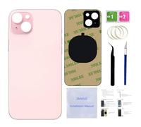 15 Plus Back Glass Replacement for iPhone 15 Plus Back Cover Glass (Pink, 6.7 Inches) with Pre-Installed Tape +Installation Instruction + Repair Tools (Pink)