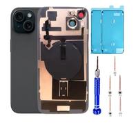 15 Plus Back Glass Replacement Kit with Plate & Flex Cable and All Parts, Black, 6.7 Inch for iPhone 15Plus Back Cover Glass, with Repair Tools (Black)