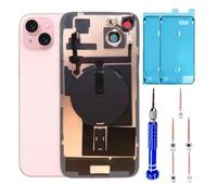 15 Plus Back Glass Replacement Kit with Plate & Flex Cable and All Parts, Pink, 6.7 Inch for iPhone 15Plus Back Cover Glass, with Repair Tools (Pink)